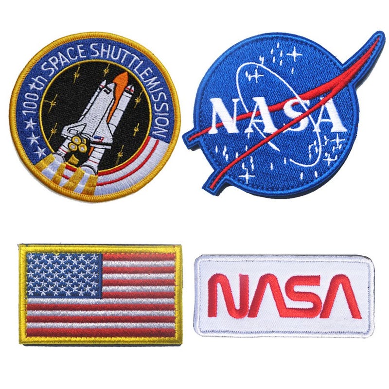 WZT 4 Pcs Iron on or Sew on Tactical Flag Patch - Combination USA NASA Patch Embroidered Morale Lot Military Embroidered Patches - Image 1